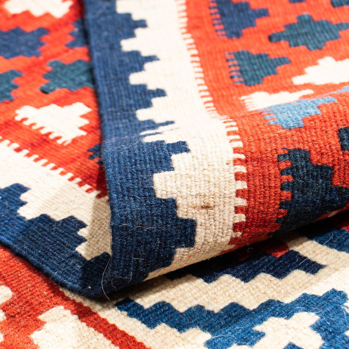 Tapis Kelim - Oriental carré  - 105 x 104 cm - bleu foncé