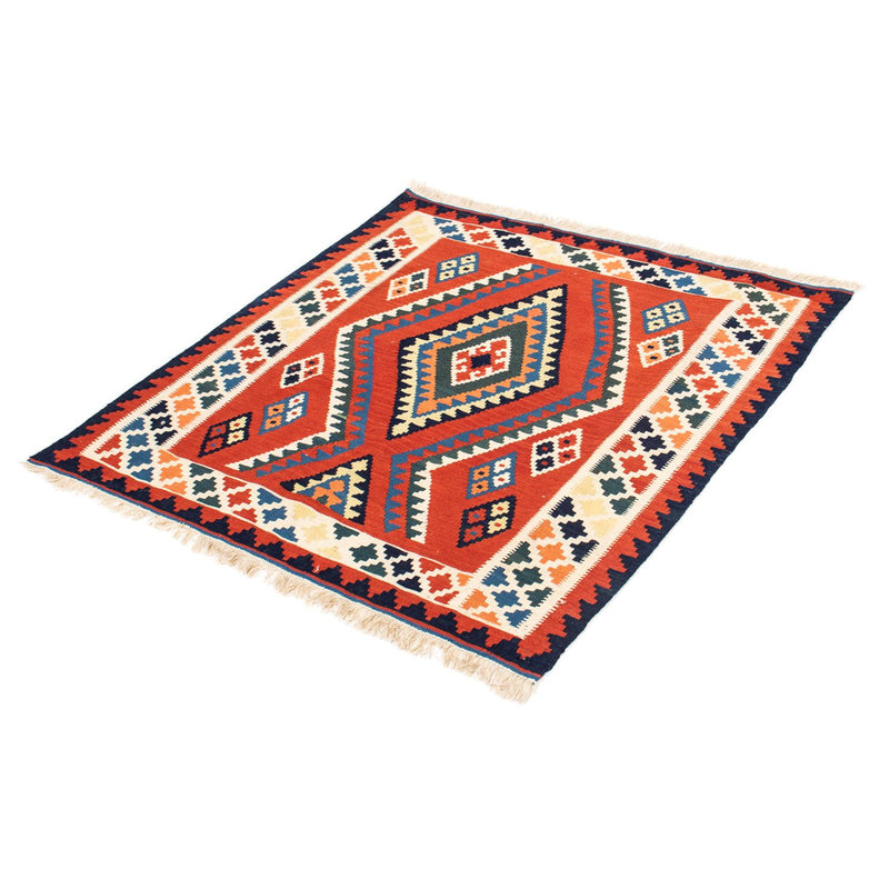 Tapis Kelim - Oriental carré  - 102 x 98 cm - rouge foncé