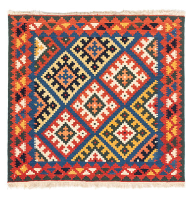 Tapis Kelim - Oriental carré  - 104 x 100 cm - bleu foncé