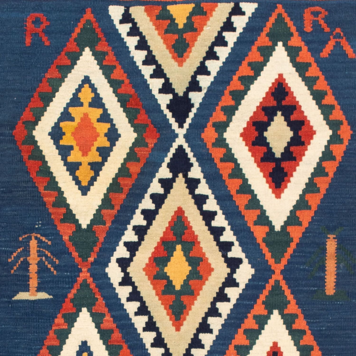 Tapis Kelim - Oriental carré  - 100 x 98 cm - bleu foncé
