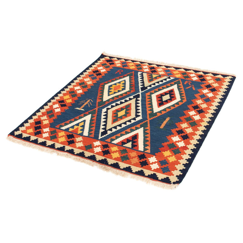 Tapis Kelim - Oriental carré  - 100 x 98 cm - bleu foncé