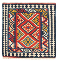 Tapis Kelim - Oriental carré  - 107 x 103 cm - rouge
