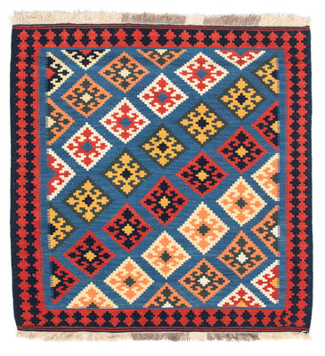 Tapis Kelim - Oriental carré  - 110 x 107 cm - bleu