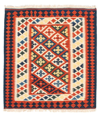 Tapis Kelim - Oriental carré  - 107 x 100 cm - rouge foncé