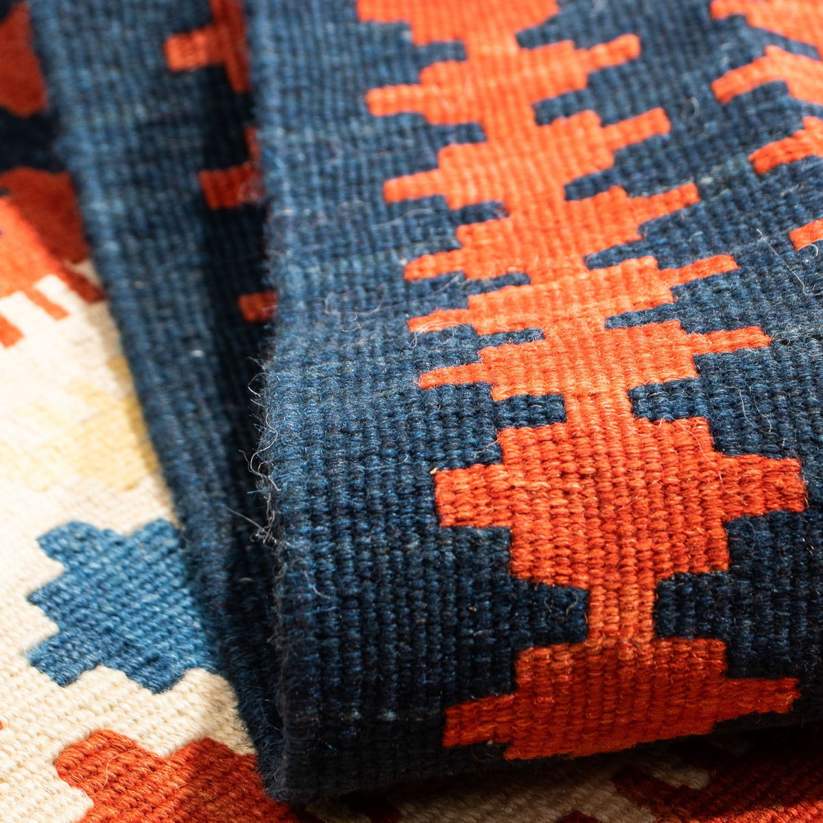 Tapis Kelim - Oriental carré  - 107 x 100 cm - rouge foncé