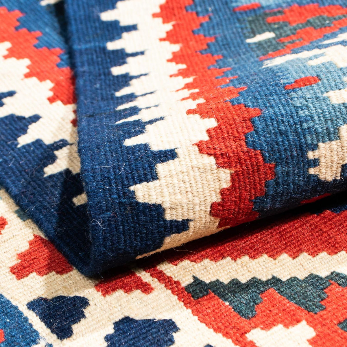 Tapis Kelim - Oriental carré  - 104 x 102 cm - rouge foncé