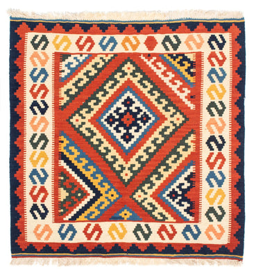 Tapis Kelim - Oriental carré  - 103 x 102 cm - rouge foncé