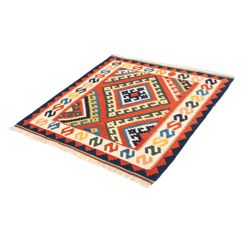 Tapis Kelim - Oriental carré  - 103 x 102 cm - rouge foncé