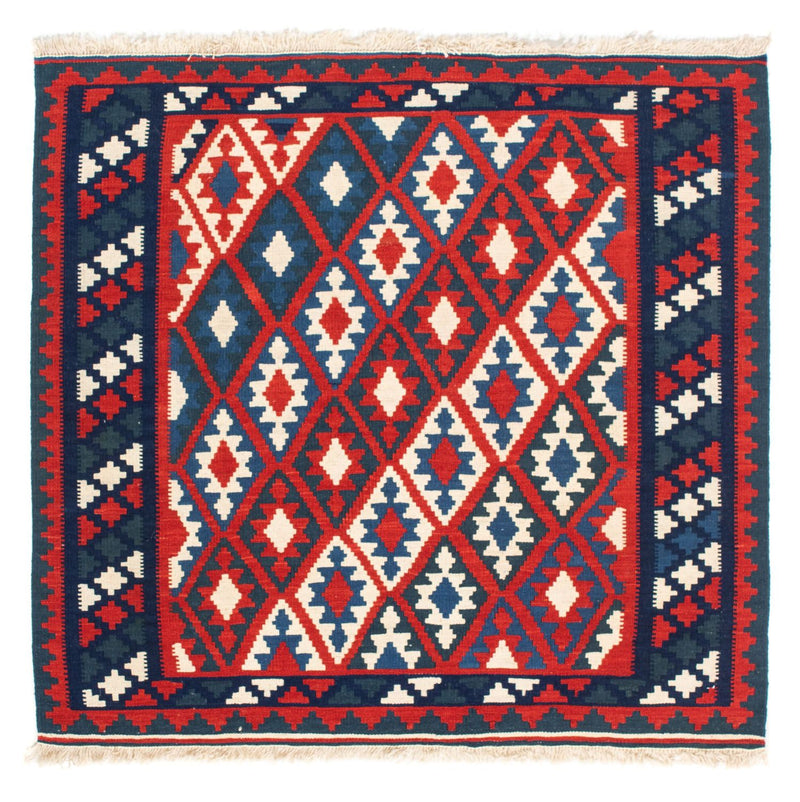 Tapis Kelim - Oriental carré  - 102 x 94 cm - rouge foncé
