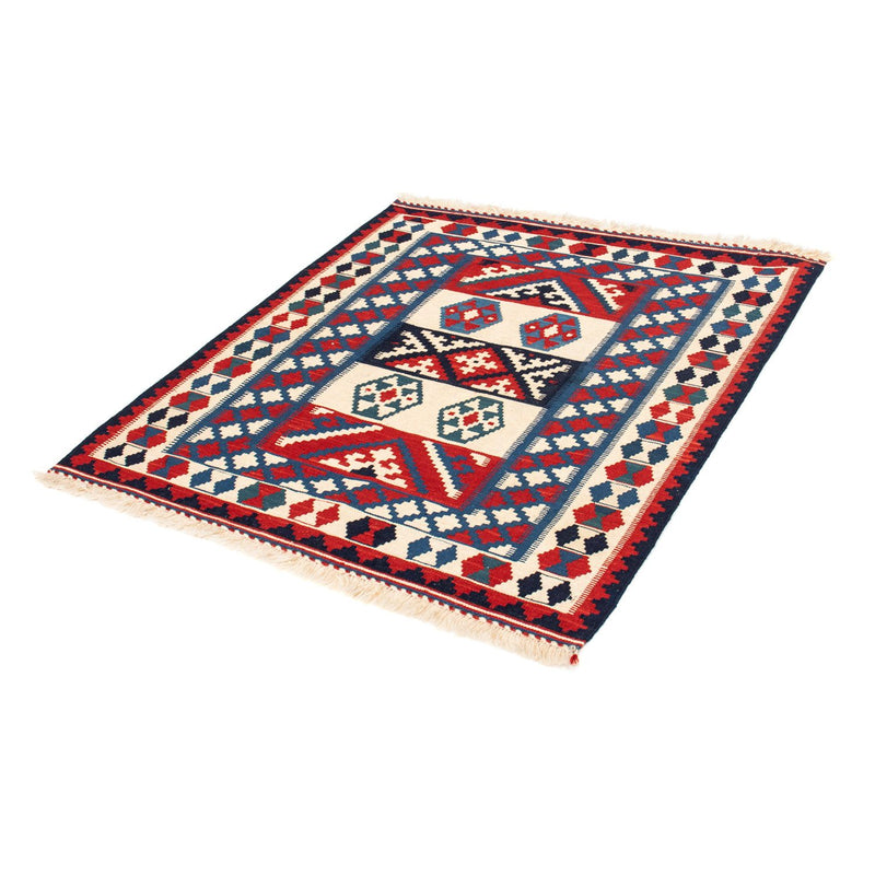 Tapis Kelim - Oriental carré  - 105 x 102 cm - bleu foncé
