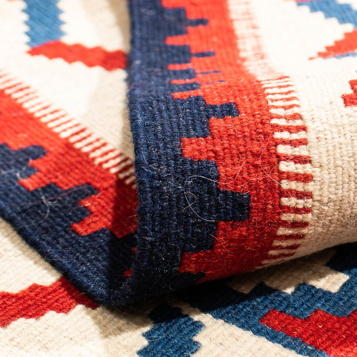 Tapis Kelim - Oriental carré  - 106 x 103 cm - rouge foncé