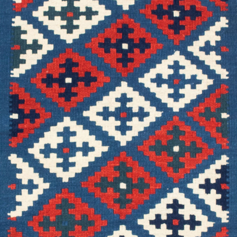 Tapis Kelim - Oriental carré  - 106 x 103 cm - bleu foncé