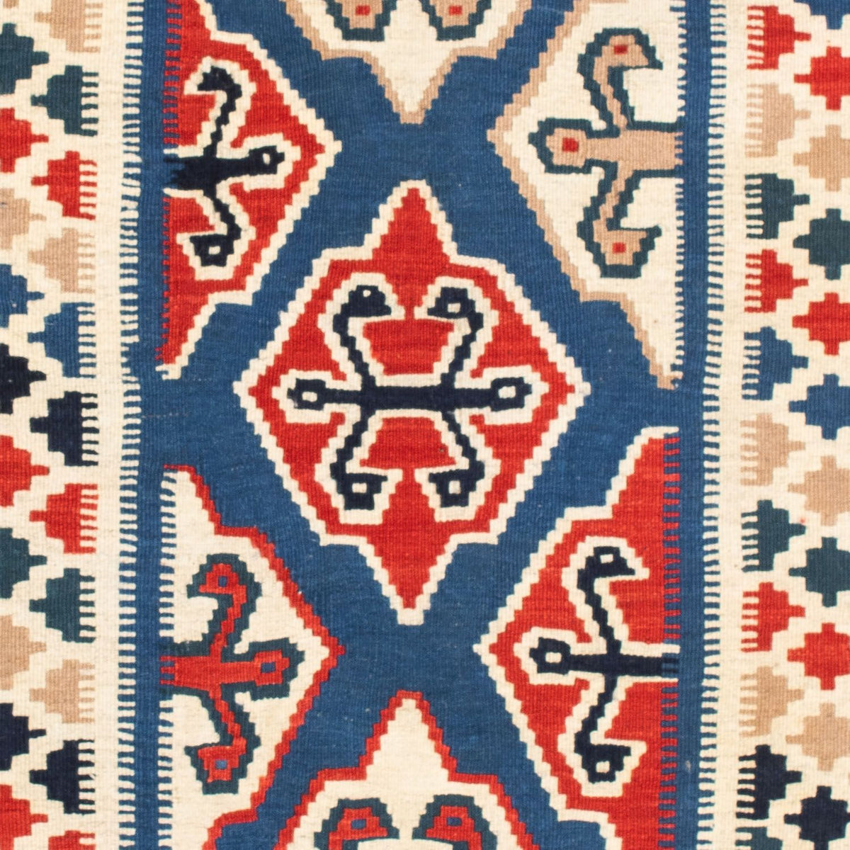 Tapis Kelim - Oriental carré  - 125 x 110 cm - bleu