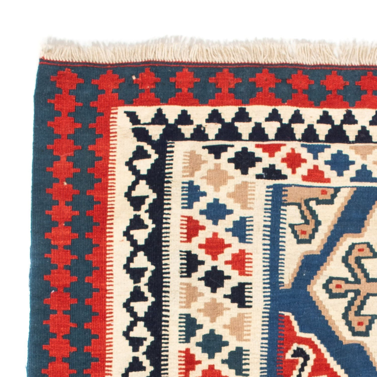 Tapis Kelim - Oriental carré  - 125 x 110 cm - bleu