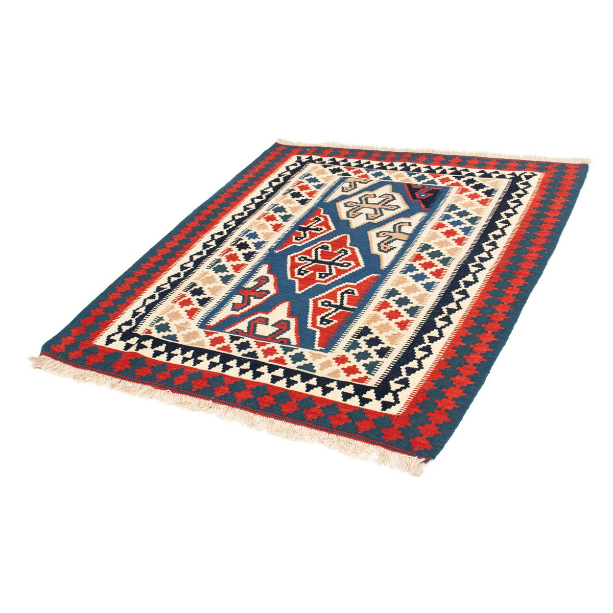 Tapis Kelim - Oriental carré  - 125 x 110 cm - bleu