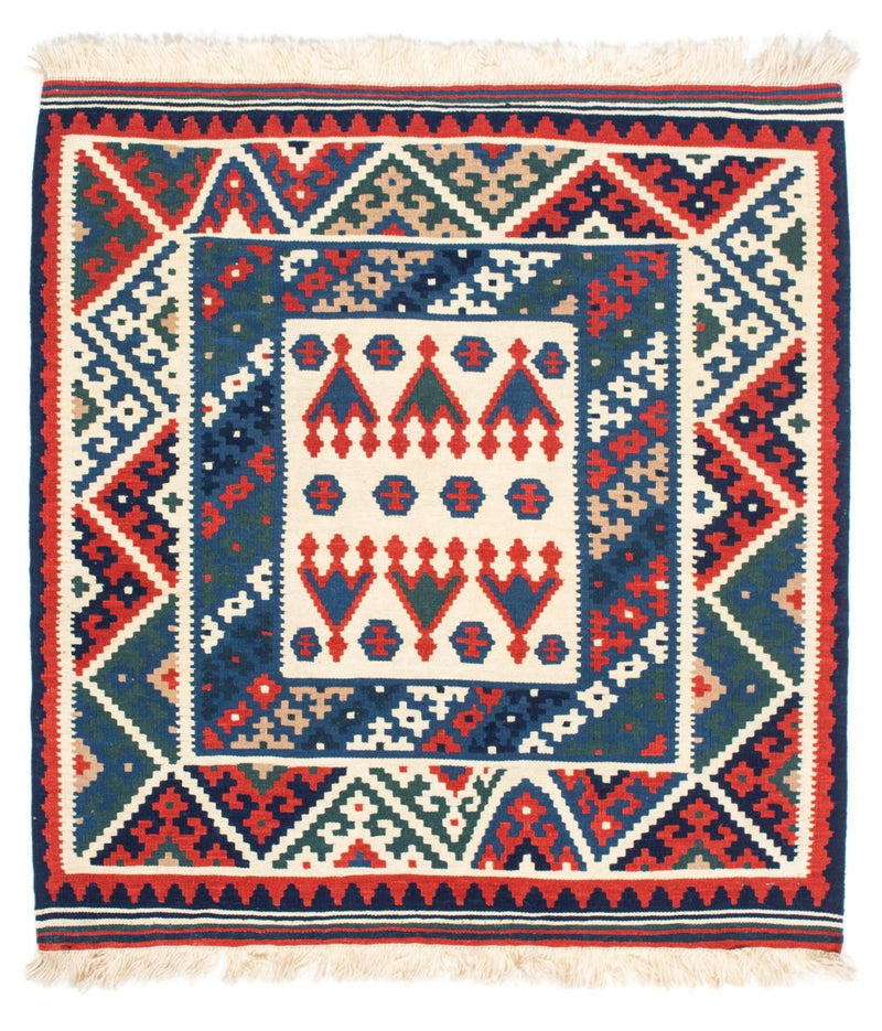 Tapis Kelim - Oriental carré  - 117 x 102 cm - bleu foncé