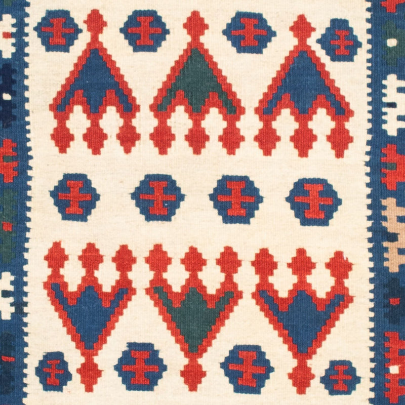 Tapis Kelim - Oriental carré  - 117 x 102 cm - bleu foncé