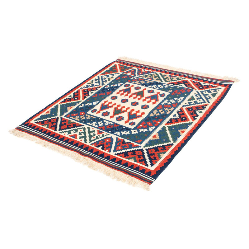 Tapis Kelim - Oriental carré  - 117 x 102 cm - bleu foncé