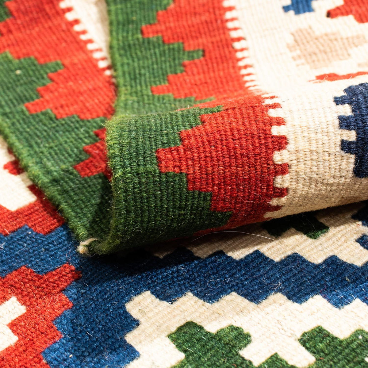 Tapis Kelim - Oriental carré  - 103 x 100 cm - bleu foncé