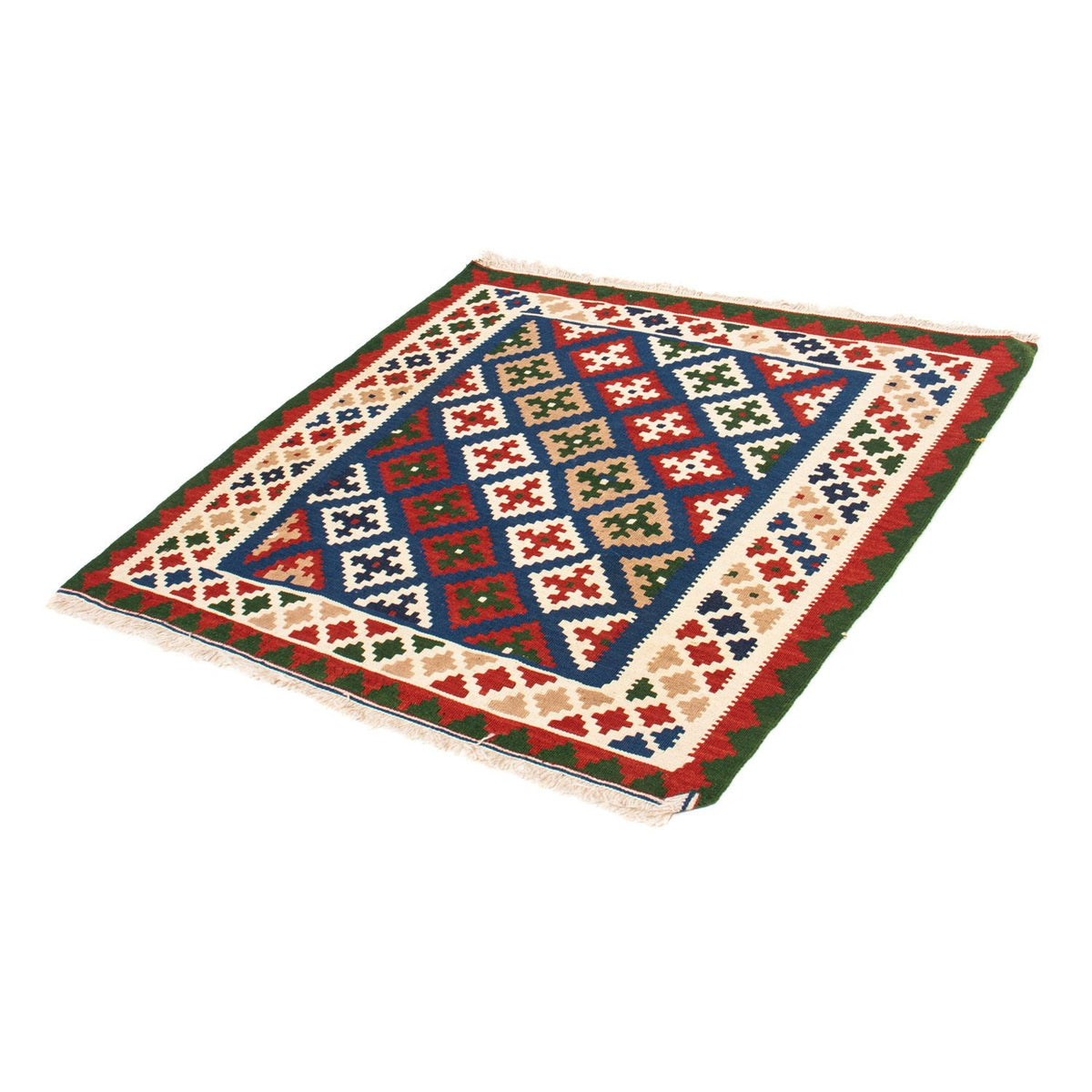 Tapis Kelim - Oriental carré  - 103 x 100 cm - bleu foncé