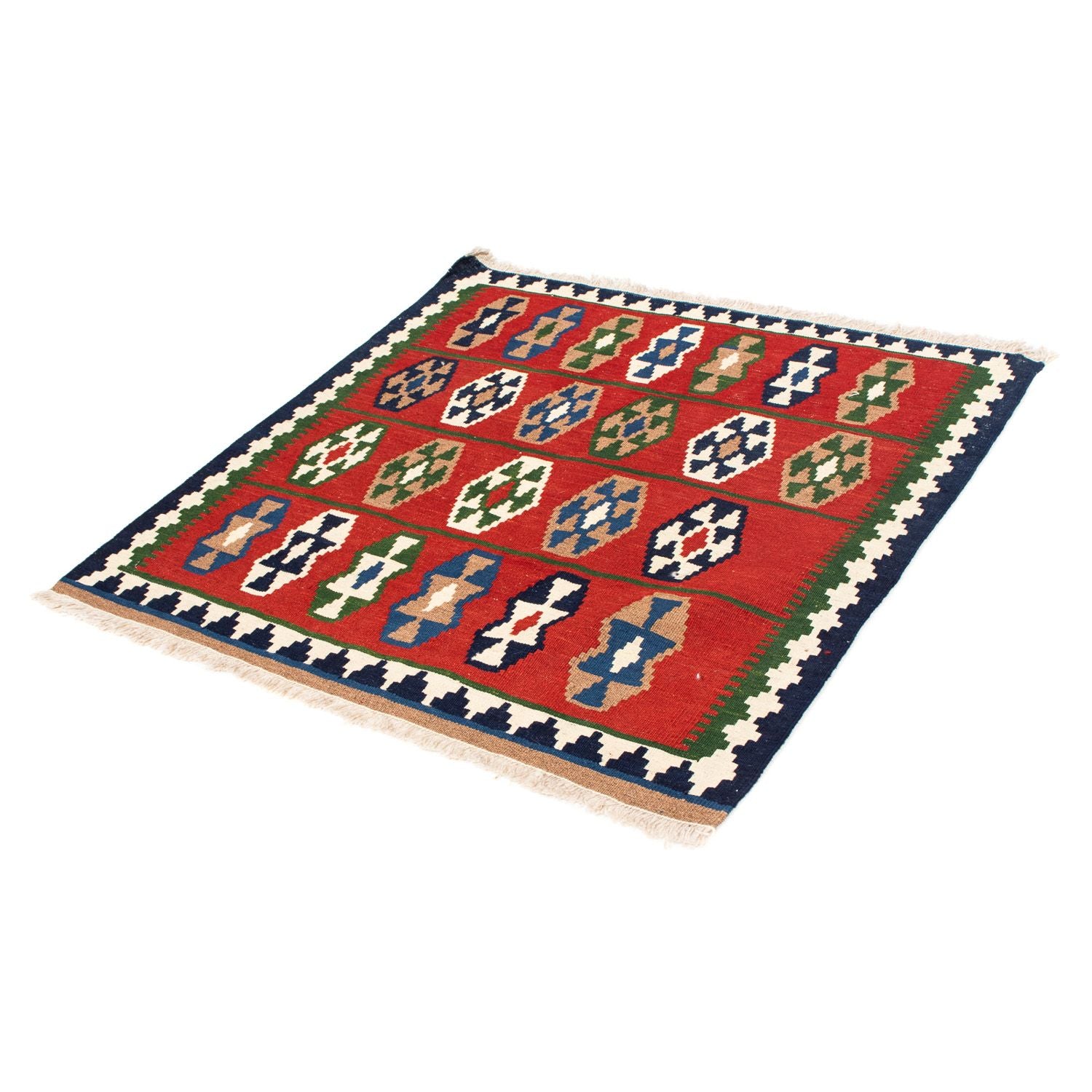 Tapis Kelim - Oriental carré  - 100 x 98 cm - rouge foncé