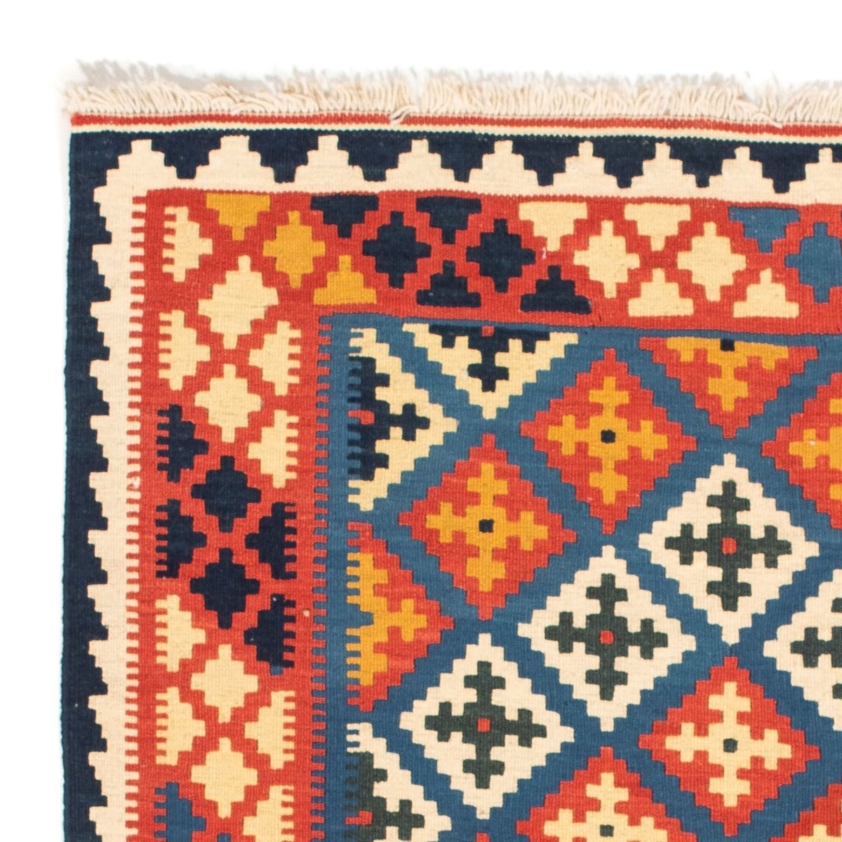 Tapis Kelim - Oriental carré  - 104 x 100 cm - bleu foncé