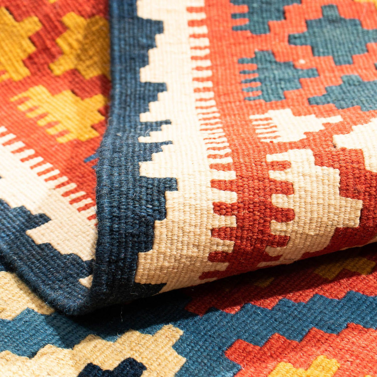 Tapis Kelim - Oriental carré  - 104 x 100 cm - bleu foncé