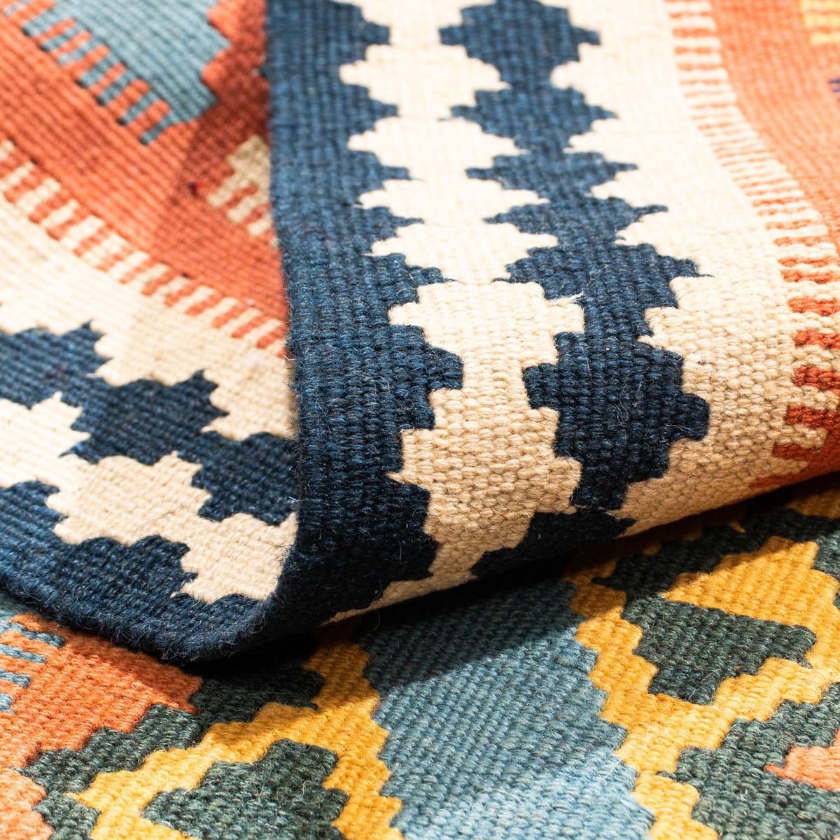 Tapis Kelim - Oriental carré  - 102 x 101 cm - orange