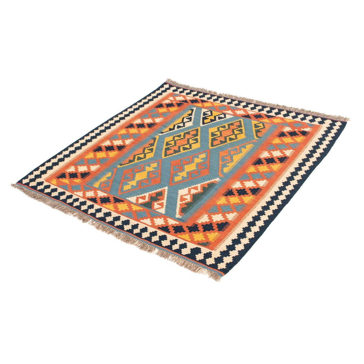 Tapis Kelim - Oriental carré  - 102 x 101 cm - orange