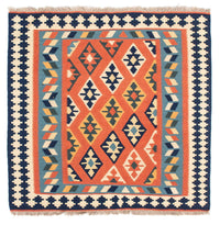 Tapis Kelim - Oriental carré  - 104 x 104 cm - rouille