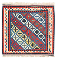 Tapis Kelim - Oriental carré  - 104 x 97 cm - bleu