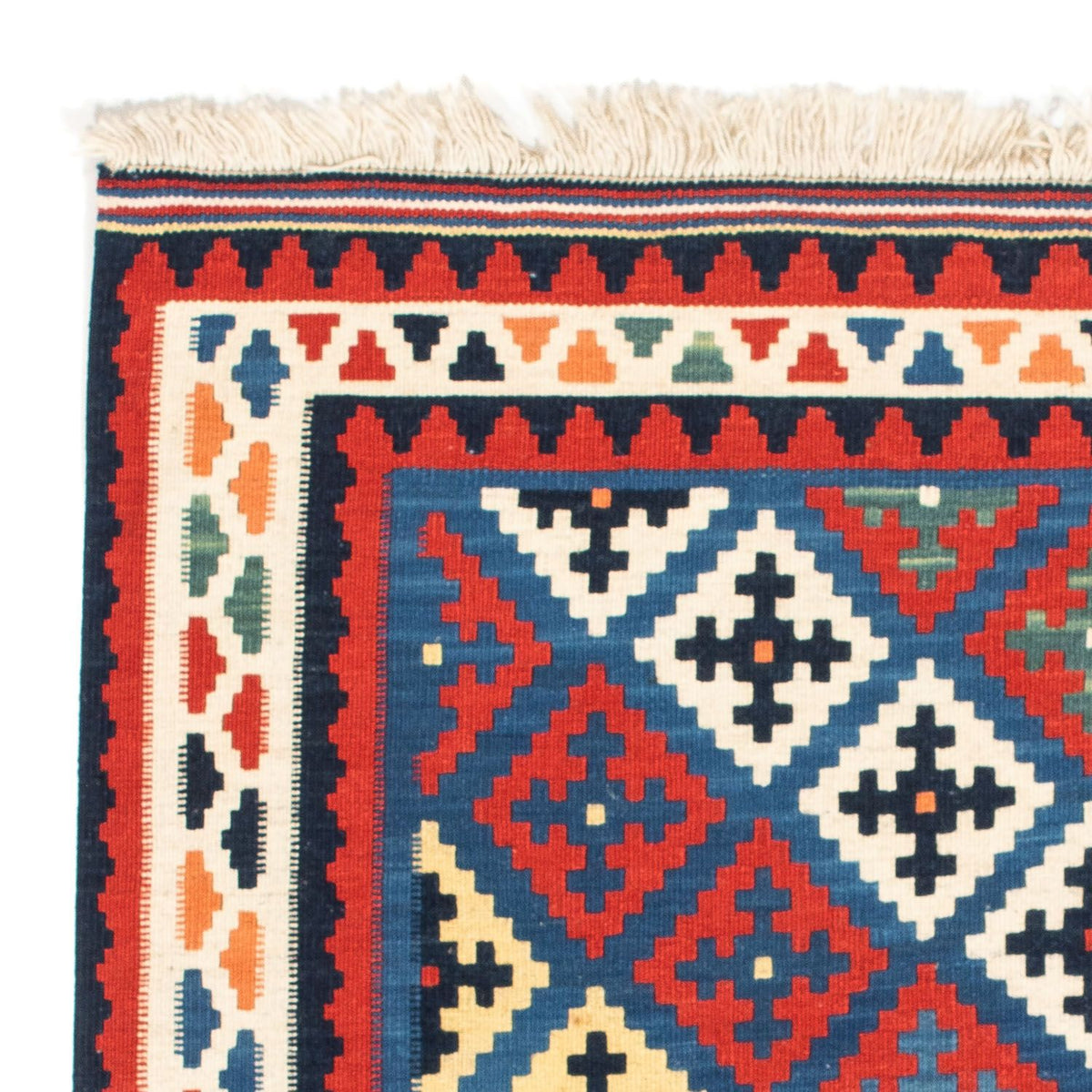 Tapis Kelim - Oriental carré  - 104 x 97 cm - bleu