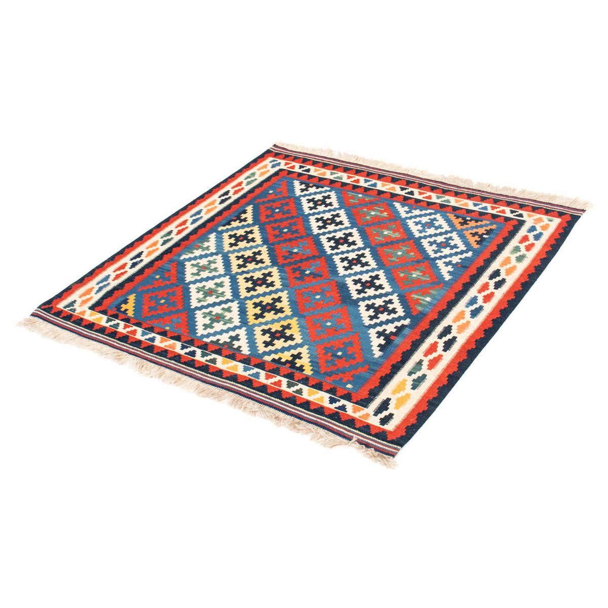 Tapis Kelim - Oriental carré  - 104 x 97 cm - bleu