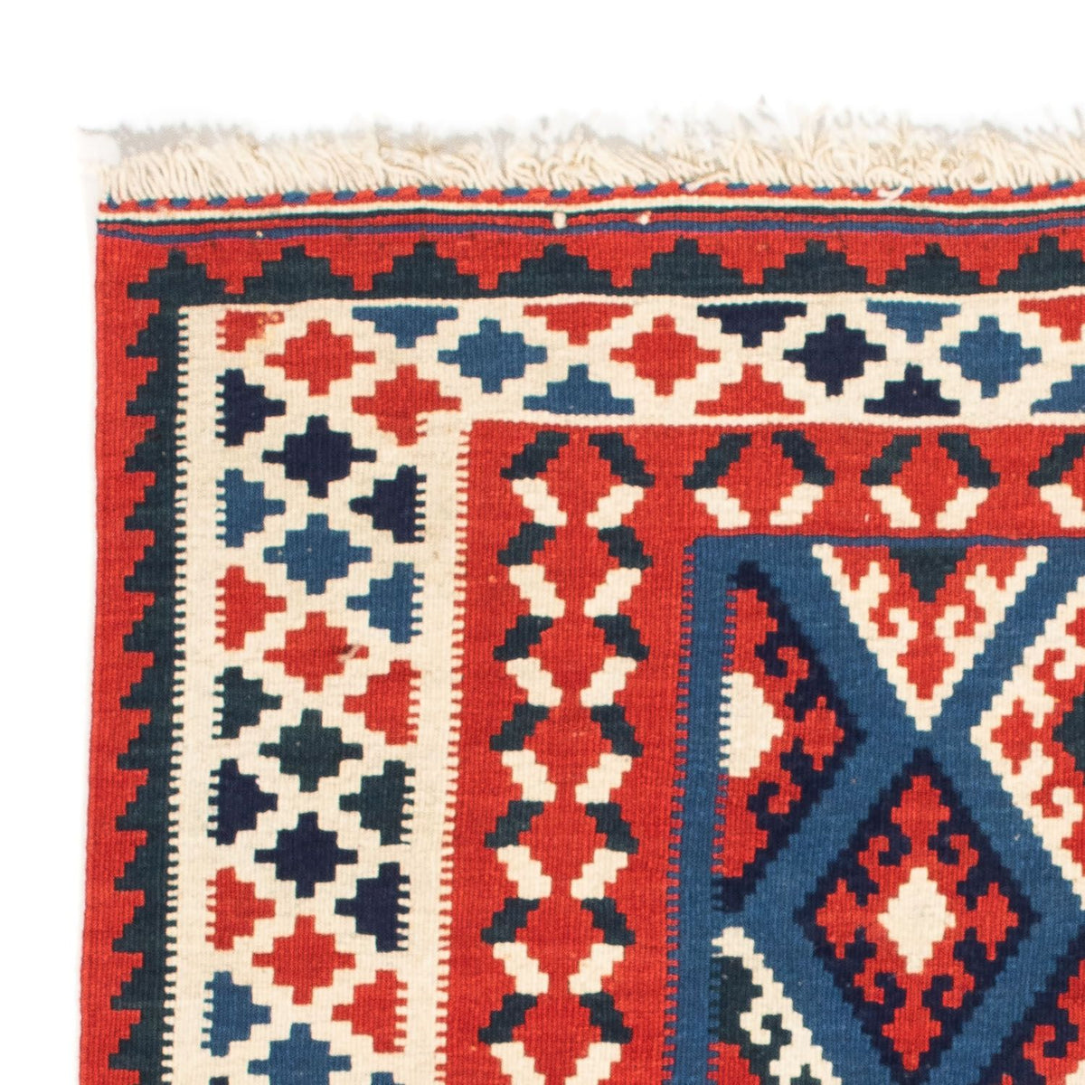 Tapis Kelim - Oriental carré  - 104 x 100 cm - bleu foncé