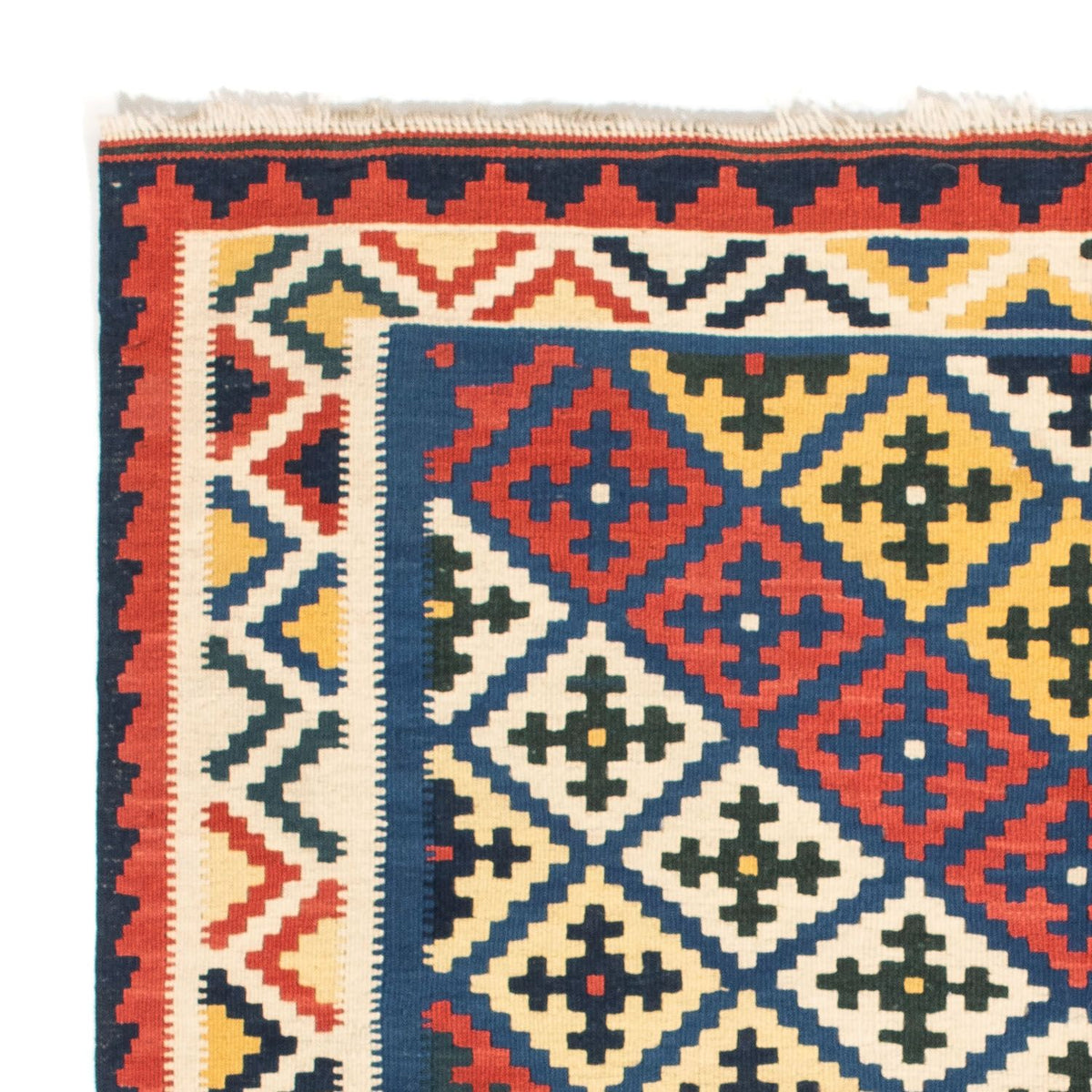 Tapis Kelim - Oriental carré  - 104 x 102 cm - bleu