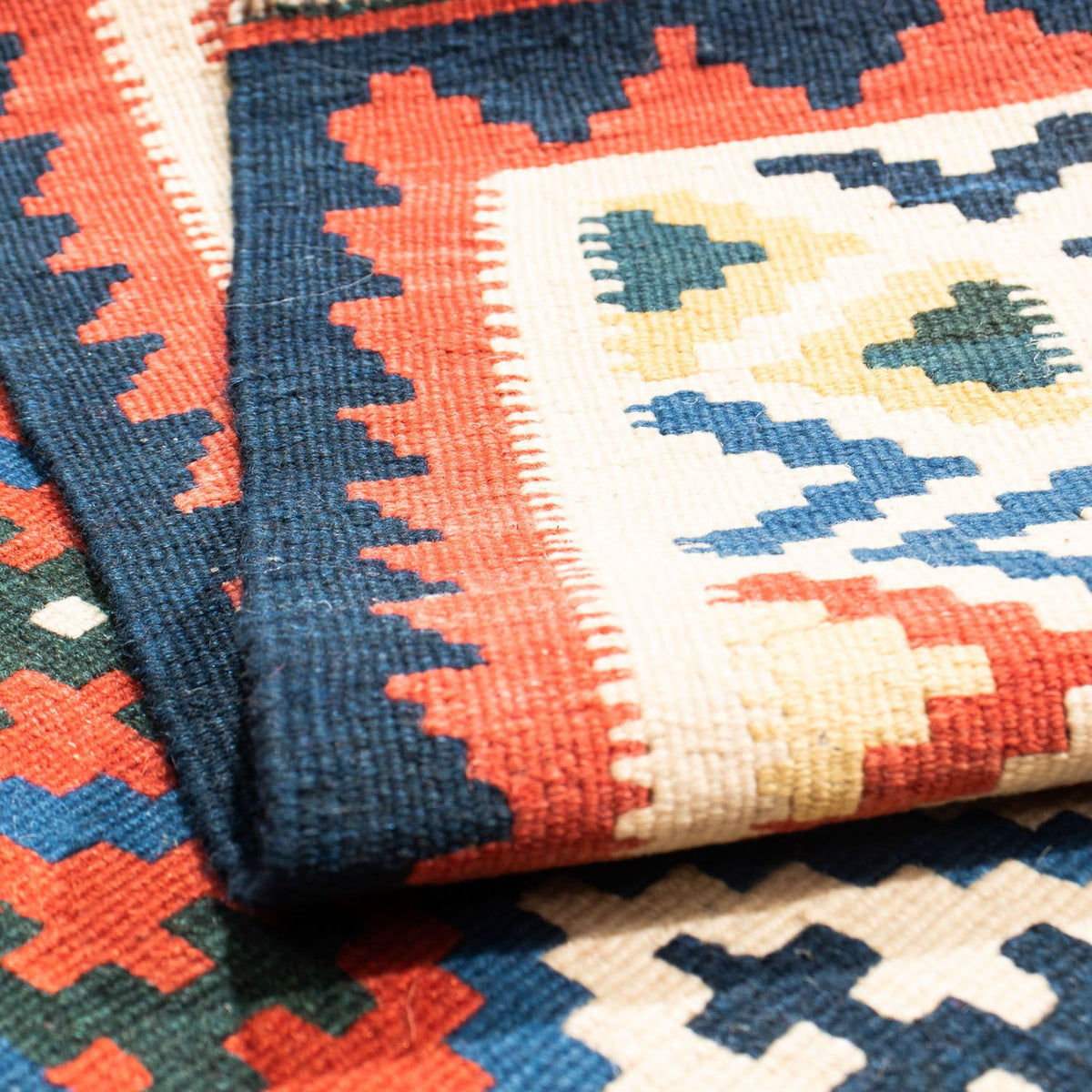 Tapis Kelim - Oriental carré  - 104 x 102 cm - bleu