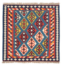 Tapis Kelim - Oriental carré  - 101 x 99 cm - bleu foncé