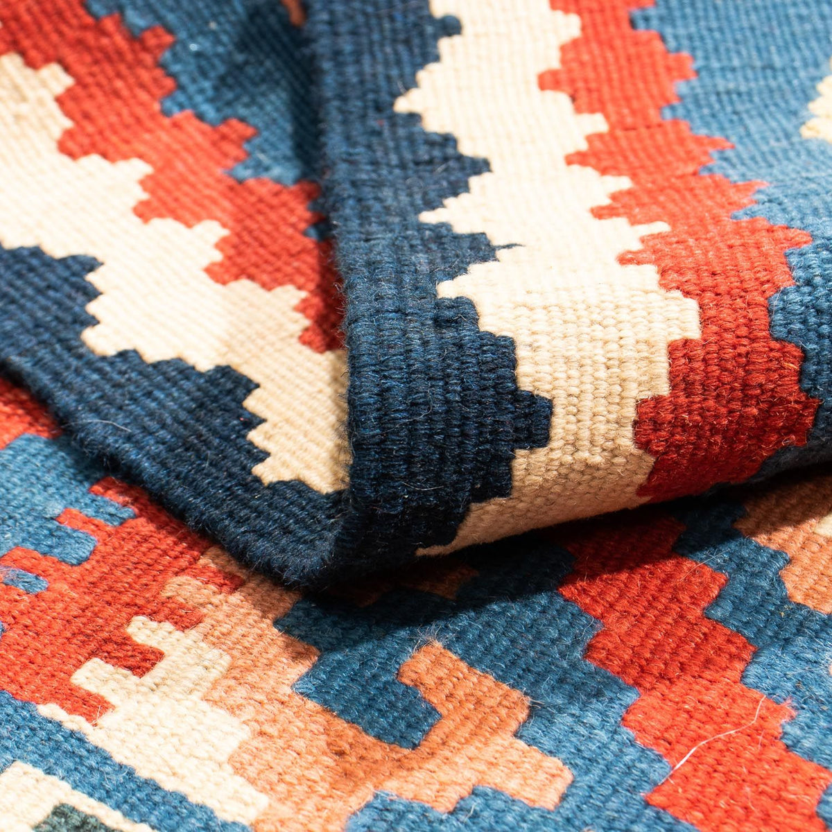 Tapis Kelim - Oriental carré  - 105 x 101 cm - rouge foncé