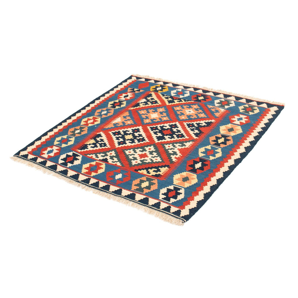 Tapis Kelim - Oriental carré  - 105 x 101 cm - rouge foncé