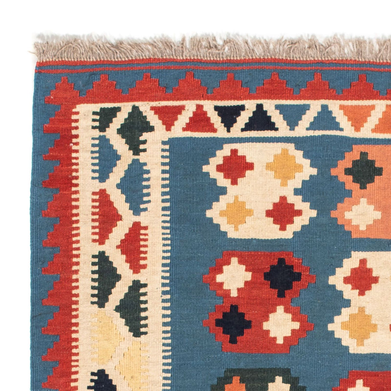Tapis Kelim - Oriental carré  - 107 x 101 cm - bleu de mer