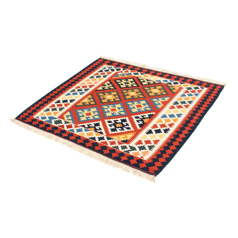 Tapis Kelim - Oriental carré  - 101 x 93 cm - rouge foncé