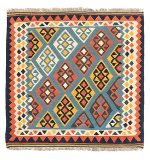 Tapis Kelim - Oriental carré  - 100 x 98 cm - bleu clair