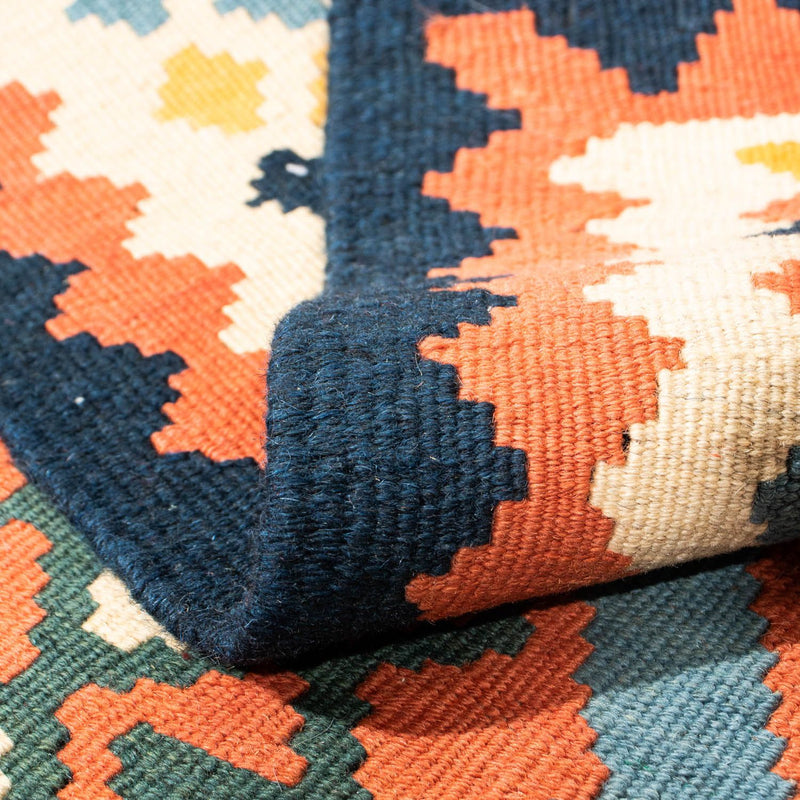 Tapis Kelim - Oriental carré  - 100 x 98 cm - bleu clair