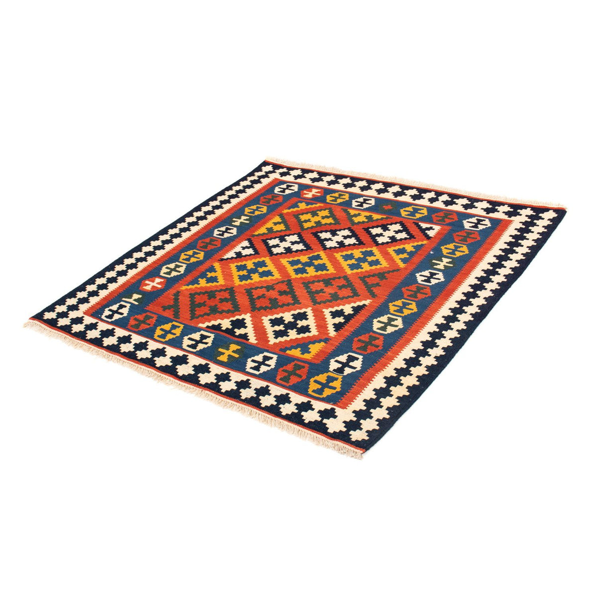 Tapis Kelim - Oriental carré  - 107 x 105 cm - rouge