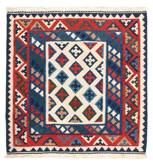 Tapis Kelim - Oriental carré  - 104 x 102 cm - multicolore