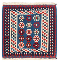 Tapis Kelim - Oriental carré  - 102 x 100 cm - bleu