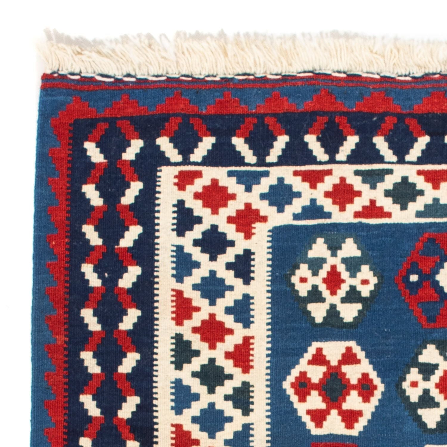 Tapis Kelim - Oriental carré  - 102 x 100 cm - bleu