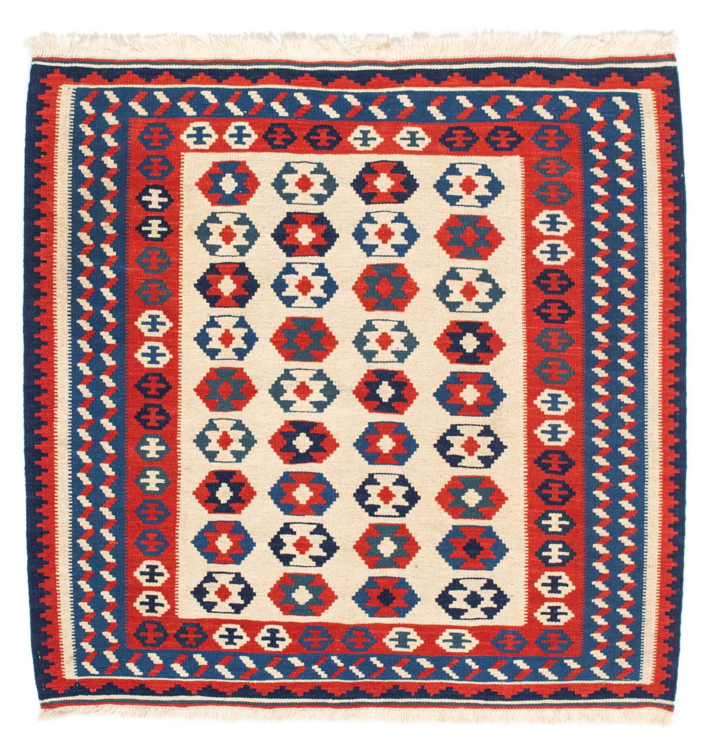 Tapis Kelim - Oriental carré  - 103 x 103 cm - beige