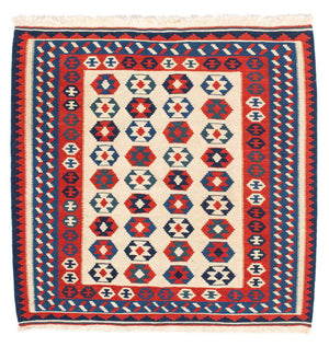 Tapis Kelim - Oriental carré  - 103 x 103 cm - beige