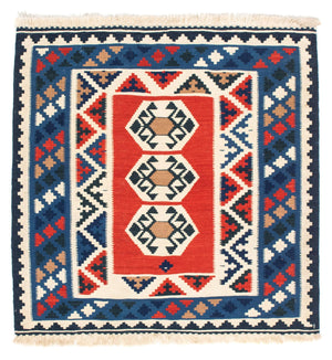 Tapis Kelim - Oriental carré  - 103 x 103 cm - multicolore